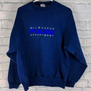 Milwaukee embroidered Crewneck Sweatshirt large navy blue